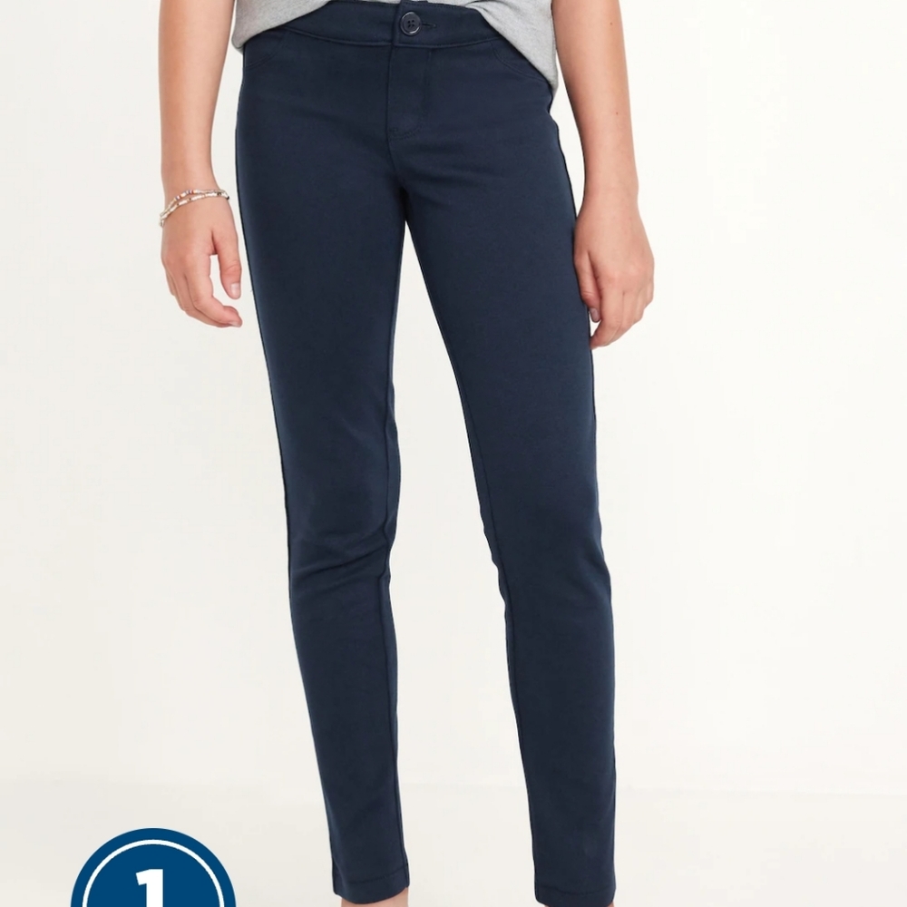 ​OLD NAVY Girls Ink Blue Navy School Uniform Ponte Jeggings Pants 16 Plus EUC